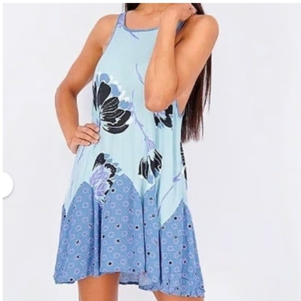Free People Someone Like You Slip Dress Womens XS Blue Floral Boho Festival Chic